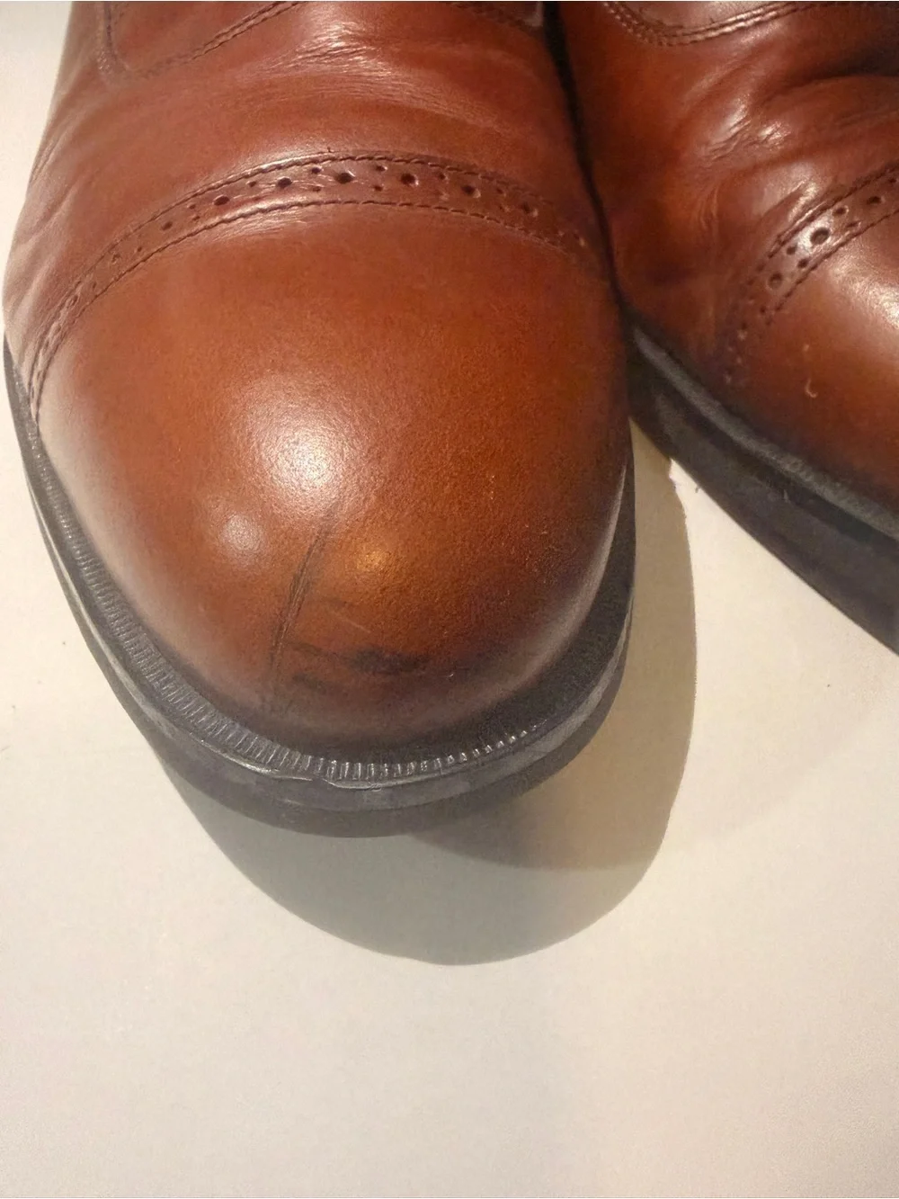 Rockport Men's Tan Brown Leather Cap-Toe Oxfords